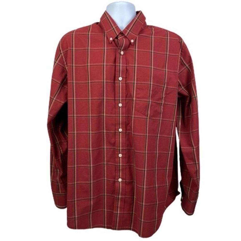 Dockers‎ Checkered Button Down Shirt Men's XL Red Green Tan Long Sleeve